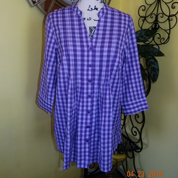 Blair Tops - Blair Purple Gingham Button Blouse